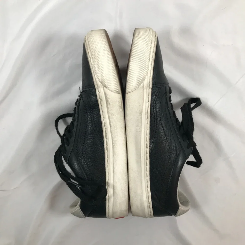 VANS Off The Wall Old Skool Lux Black Leather Lace Up Shoes‎ Mens 6.5 Womens 8